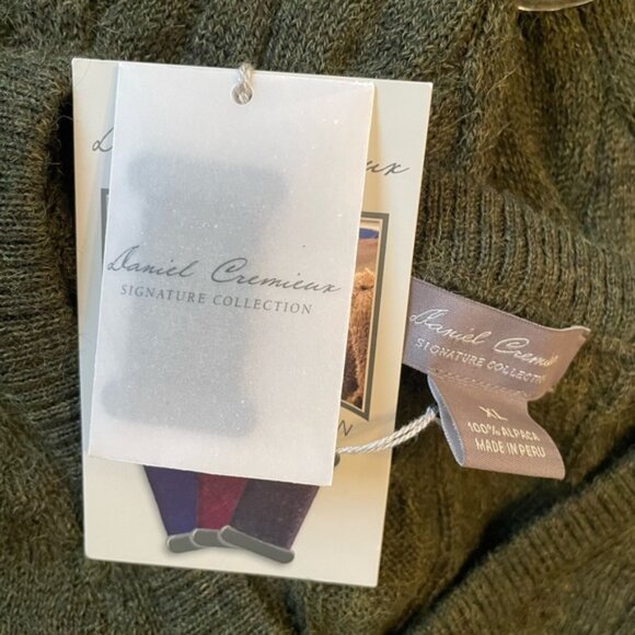 Daniel Cremieux 100% Alpaca Wool Cable Knit Fisherman Sweater Mens XL Green Peru - Picture 5 of 9